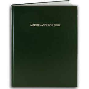BookFactory Maintenance Log Book - 120 Pages, 8" x 10", Red Imitation Leather Cover, Section Sewn Hardbound (LOG-120-SCS-A-LRT30-(Maintenance))