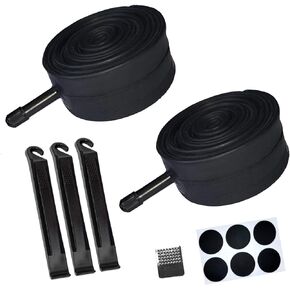 2 Pack 18" x 1.75/1.95/2.125 Bike Inner Tube with Bike Tube Repair Tool Kits, 3 Tire Levers, 6 Self-Adhesive Round Patches, 1 Metal Rasp, Replacement Schrader Valve Bike Bicycle Inner Tubes
