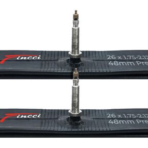 أنبوب داخلي للدراجة زوج من Fincci 26 × 1.75-2.125 بوصة 48 مم أنابيب داخلية لصمام بريستا للدراجات الجبلية MTB - الأحجام المتوافقة: 1.75/1.85 1.95/2.0/2.10/2.125