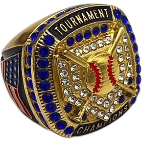Discount Sports Rings Home Plate Blue Stone Championship Ring, Premium Softball Baseball Ring/Player/Team Awards/Tournament Rings 1-8