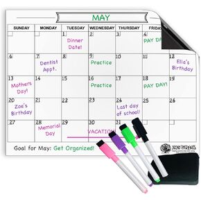 Magnetic Chore Chart for Adults, Multiple Kids, Toddlers, Teenagers, Adults and Dry Erase Calendar Whiteboard - 3pk Includes To-Do List, 4 Markers, Eraser - 12 x 16 inches (White)