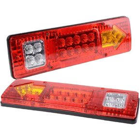 RV 19 LED Trailer Tail Lights Red White-Amber Integrated Turn Signal Running Lamp for ATV Truck (12V) 2PCS