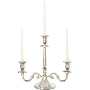 The Novogratz Aluminum Metal Scrolled Candelabra, 14" x 6" x 14", Silver in Kuwait