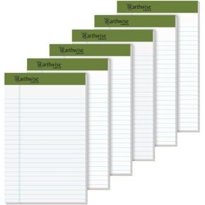 Ampad 40112R EnviroTec 100% Recycled Perforated Pad, 5x8, 20 Pound Paper, White, Jr. Legal, 40 Sheets Per Pad, 6 Pads