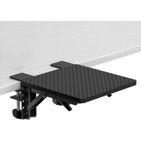 صينية تمديد للمكتب من Suptek Ergonomics، مشبك بمقاس 9.5 بوصة × 9.1 بوصة على رف مسند ذراع تثبيت على الطاولة، مسند ذراع كمبيوتر قابل للطي 90 درجة للمكتب، أسود، DSF3