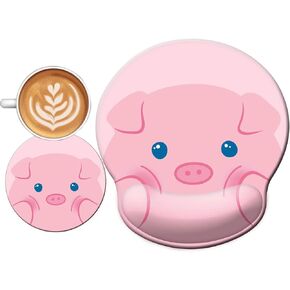 Cute Ergonomic Mouse Pad Wrist Support,[ 20% Larger] Game Wrist Rest Non-Slip Gel Anime Kawaii 3D Red Mouse Pads Rest, Cat Wrist Padwith Coaster,Easy-Typing,Pain Relief, Gaming Work Study Home Office