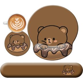 Cute Ergonomic Mouse Pad Wrist Support,[ 20% Larger] Game Wrist Rest Non-Slip Gel Anime Kawaii 3D Red Mouse Pads Rest, Cat Wrist Padwith Coaster,Easy-Typing,Pain Relief, Gaming Work Study Home Office