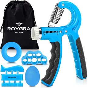 roygra Grip Strength Trainer, Forearm Workout, Hand & Finger Exerciser - 5 Pack