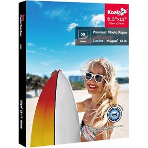 Koala Premium Photo Paper 5x7 In Luster Photo Printer Paper for Inkjet Printer Water-Resistant Soft Gloss 66lb 50 Sheets