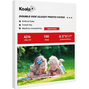 Koala Brochure Paper Double Side Glossy for Printing Photo 8.5X11 Inches 100 Sheets Compatible with Inkjet Printer 42LB