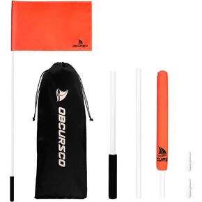 Obcursco 48 Inches Orange Boat Flag with Pole, 12" x 18" Water Ski Flag for Boat, 3 Sections Skier Down Flag for Boat Safety, Watersports, Wakeboard, Kneeboard and Towable Tube