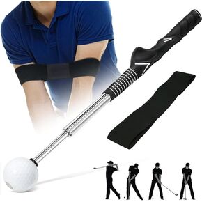 Retractable Golf Swing Trainer - Golf Swing Training Aid for Warm-up Non-slip Golf Grip Trainer Strength & Tempo Training Right-handed Golf Training Club for Indoor & Outdoor Golf Swing Practice