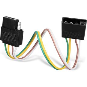 CZC AUTO 4 Pin Trailer Light Wire Harness Extension 18 Gauge 4-Way Flat Wiring Connector, 1ft, for Trailer Boat Car RV Truck