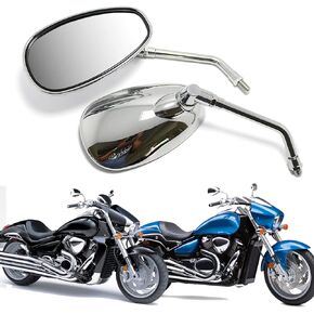 MOTORCYCLE CHROME REARVIEW SIDE MIRRORS FOR KAWASAKI SUZUKI CHOPPER SCOOTER 10MM
