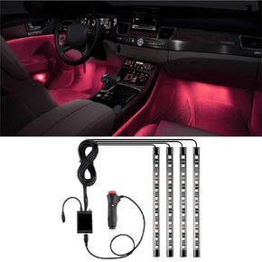 Led Interior Car Lights, Controller Led Lights for Cars, Multicolor Music Underglow Lighting Kits with Wireless Control and Sound Active Function, Car Charger Included, DC 12V