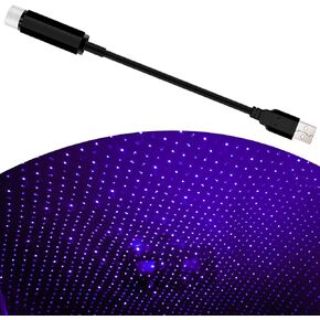 1 PC Car Roof Star Night Light, 0.59" x 8.26" 100W 5V Alloy Romantic USB Vehicle Ambience Light Decoration Accessory, Universal Rotatable Outdoor Decor for Bedroom Party (Purple & Blue)