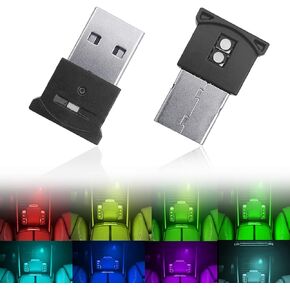 2Pcs Universal USB LED Light, 8 Colors RGB Car LED Interior Lighting, Direct Current 5V Smart USB LED Atmosphere Light, Adjustable Brightness, Car Interior Trunk Ambient Mini Atmosphere Lamp