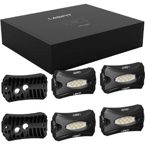 LASFIT Switchback Rock Lights Amber & White Wheel Well Lights with Toggle Switch LED Rock Lights kit Underglow Lighting for Off Road, 4 Pods