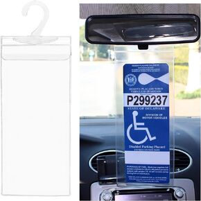 1 PC Handicap Placard Holder, 11.6" × 5" Ultra Transparent Disabled Permit Protective Cover for Sun Visor, Universal Car Accessories for Handicap Parking with Large Hanger