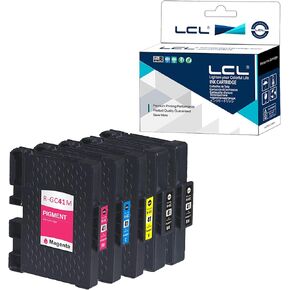 LCL Compatible Ink Cartridge Pigment Replacement for Ricoh GC-41 GC41 GC41K GC41C GC41M GC41Y 2100 2100N 2010L Aficio SG 3100SNW, Aficio SG K3100DN, Aficio SG 3110 (2Black Cyan Magenta Yellow 5-Pack)