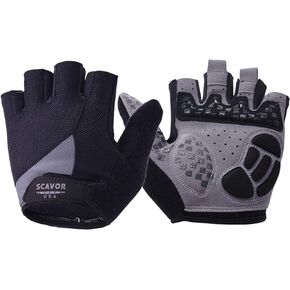 Padded Fingerless Mountain Biking Mesh Gloves - for Men Women Boys with Full Thumb Half Finger - Pefect for Sport Bike Fishing Cycling Wheelchair Use