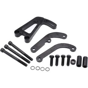 1 SET(17 PCS) SHLPDFM Power Steering Bracket Black T-6061 Aluminum Compatible with Lwp Chevy Sbc Small Block 262-400