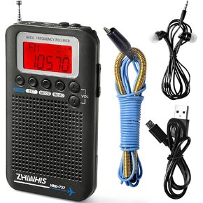 ZHIWHIS HRD-737 جهاز استقبال رقمي محمول كامل النطاق للطائرات/FM/AM/SW/CB/Air/VHF مع مؤقت للنوم وساعة منبه in Kuwait