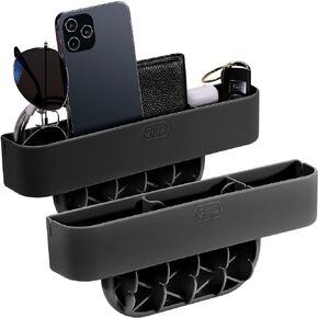 JOYTUTUS 2 Pack Black Car Seat Gap Filler Organizer, Silicone Console Storage Box for Car Gap Organizer Filler Front Seat, Universal Fit