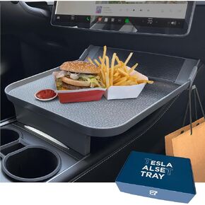 Tesla Model Y Model 3 Accessories 2023, Car Eating Food Table Alset Tray, Center Console Organizer, for Autopilot, Road Trips. Anti-slip Mat for Stability.