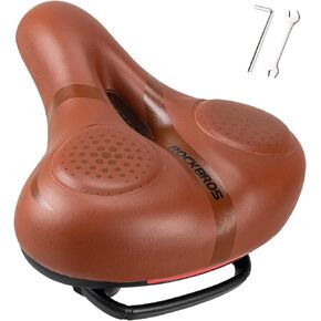 ROCKBROS Bike Seat for Men Women Comfort Wide Gel Bike Seat Replacement,Breathable Waterproof Padded Bicycle Saddle, Compatible with Cruiser/Mountain/Fat Bikes