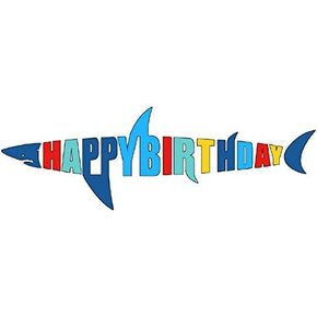 Shark Birthday Banner, Shark Shape Happy Bday Sign, Ocean Beach Under The Sea Theme Party Decoration