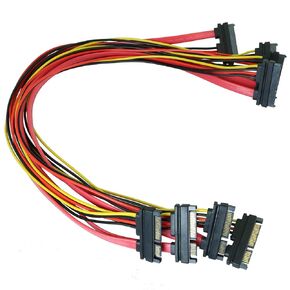 4PCS 50cm SATA 22 Pin Female to SATA(7+15) Pin Male Data Power Combo Extension Cable