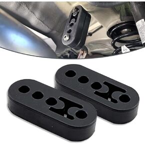 Pack-2 Car Exhaust Pipe Support Hanger Bracket, Adjustable Rubber Vehicle Shock Absorbent Muffler Insulator Mount, Universa Waterproof Automotive Insulator for Car Truck SUV (Black #4 Holes)