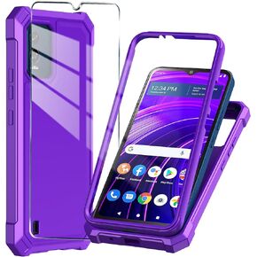 for BLU View Speed 5G Phone Case with Tempered Glass Screen Protector,Slim Soft Silicone Full-Body Protective Case for BLU View Speed 5G (Black)