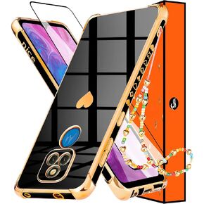 Shorogyt for One 5G Ace Phone Case 2021 (Also for One 5G UW Ace Cases), Cute Aesthetic Love Hearts Pattern Women Girls Gold Plating Covers for Motorola Moto One 5G | 5G UW Ace 2021 Black in Kuwait