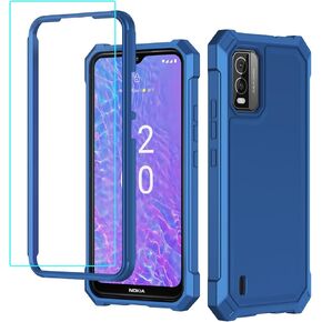 for Nokia C210 Case with Screen Protector,Nokia C210 Cell Phone Case Front Back Full Body Heavy Duty Protection,Frosted PC Back Soft Silicone Military Grade Shockproof Cover for Nokia C210 Black in Kuwait