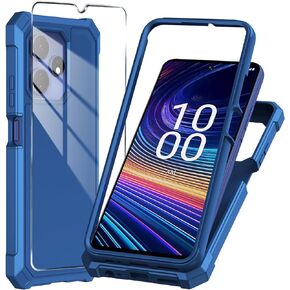 for Boost Mobile Celero 5G+ Plus 2024 (3rd Version) Case with Tempered Glass Screen Protector,Slim Soft Silicone Full-Body Protective Case (Black)