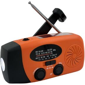 5000mAh Weather Emergency Radio, Portable Solar AM/FM/NOAA Hand Crank Radio, Cell Phone Charger with SOS, 1W LED Flashlight, Headphone Jack, Power Bank for Emergency Preparedness (5000mAh Orange)