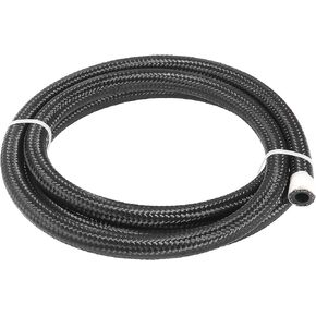 X AUTOHAUX 5ft 6AN Fuel Hose AN6 3/8" Universal Braided Nylon Stainless Steel CPE Oil Fuel Gas Line Hose Black