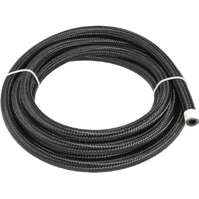 X AUTOHAUX 5ft 6AN Fuel Hose AN6 3/8" Universal Braided Nylon Stainless Steel CPE Oil Fuel Gas Line Hose Black