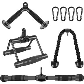 LAT Pulldown Bar Attachments, Cable Machine Accessories for Home Gym, Triceps Rope Pull Down Equipment Weight Fitness & Power Exercise Set for Arm Strength Workout Training