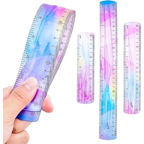 3 PCS Flexible Ruler 6/8/12inch Dual Scale Bendable Ruler Pastel Clear Straight Ruler Shatterproof Ruler for Kids Students School Office Stationary