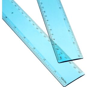 2 Pack Plastic Ruler Straight Ruler Plastic Measuring Tool for Student School Office (Blue, 12 Inch)
