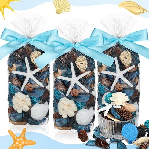 حقيبة مجففات زرقاء وعاء مزهرية حشو نسيم المحيط الربيع والصيف كبير 15 أونصة معطرة للديكور المجففة زهرة مجففة الشاطئ الساحلية رائحة الصدف رائحة المنزل ديكور حمام الزفاف in Kuwait