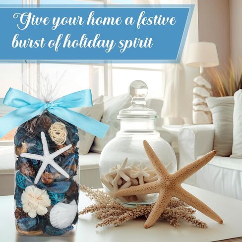 حقيبة مجففات زرقاء وعاء مزهرية حشو نسيم المحيط الربيع والصيف كبير 15 أونصة معطرة للديكور المجففة زهرة مجففة الشاطئ الساحلية رائحة الصدف رائحة المنزل ديكور حمام الزفاف in Kuwait