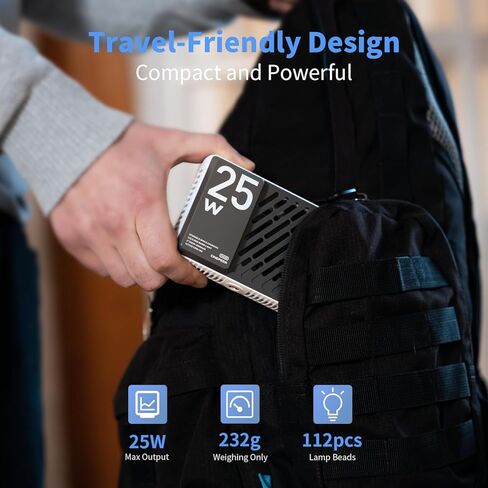 مصباح فيديو ZHIYUN CINEPEER CM25 25 وات LED، ضوء تصوير محمول صغير بحجم الجيب على الكاميرا، قابل للتعتيم 2700K-6200K•CRI≥96•TLCI≥97، بطاريات مدمجة 2*2000 مللي أمبير قابلة لإعادة الشحن، شحن PD/Vlog/Photo in Saudi Arabia
