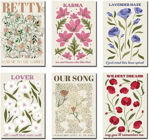 Stunning Flower Poster Canvas Set - 6 Piece Frameless Artwork for Home Decor - Vibrant Taylor Floral Prints (Unframed: 08×12) in Saudi Arabia