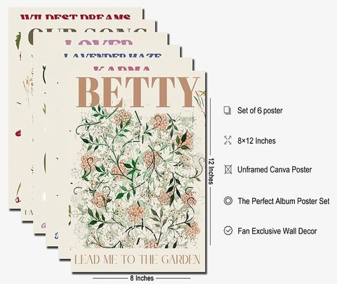 Stunning Flower Poster Canvas Set - 6 Piece Frameless Artwork for Home Decor - Vibrant Taylor Floral Prints (Unframed: 08×12) in Saudi Arabia