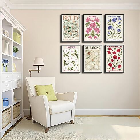 Stunning Flower Poster Canvas Set - 6 Piece Frameless Artwork for Home Decor - Vibrant Taylor Floral Prints (Unframed: 08×12) in Saudi Arabia