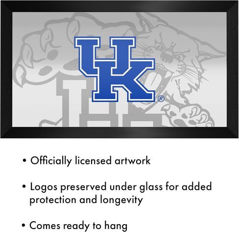 Trademark Global Wall Mirror - Ready-to-Hang University of Kentucky Fade Black Framed Rectangle Mirror - for Pub, Game Room, Garage or Home Bar in Saudi Arabia